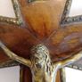 Large French Antique Wood and Brass Crucifix Image 4