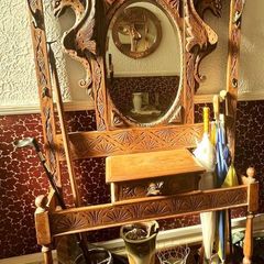 Antique Carved Oak Hallstand.