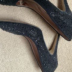ALDO black rhinestone jewel sparkly  heels