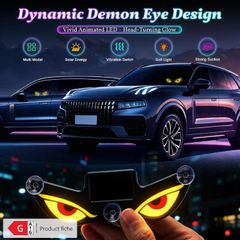 High-Brightness LED Neon Car Window Decoration Light, Wireless Solar Powered, "Devil'S Eye" Triangular Window Lighting, Creating Car Interior