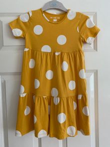Girls Mustard & White Dress