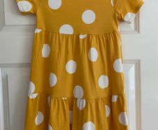 Girls Mustard & White Dress