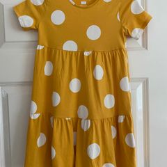 Girls Mustard & White Dress