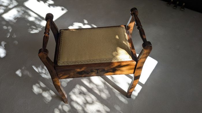 Vintage wooden piano stool with storage