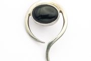 Jet Sterling Silver Abstract Pendant