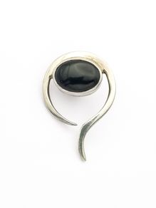 Jet Sterling Silver Abstract Pendant