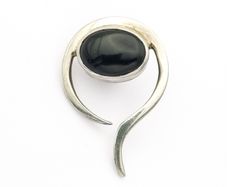 Jet Sterling Silver Abstract Pendant