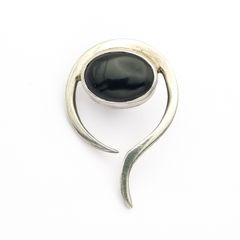 Jet Sterling Silver Abstract Pendant
