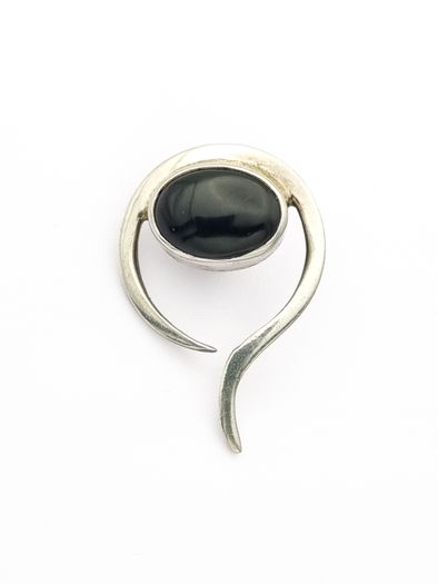 Jet Sterling Silver Abstract Pendant