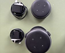 2 x Amazon Echo Dot - 3rd Gen, with 1 x stand and chargers