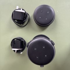 2 x Amazon Echo Dot - 3rd Gen, with 1 x stand and chargers