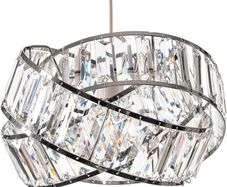 Modern Chrome Light Shade with Clear Acrylic Crystals 19cm x 29cm, Lampshades for Ceiling Lights, Interwoven Rings Pendant Light Shade, Lamp Shades for Bedroom, Living Room, Kitchen, Hallway