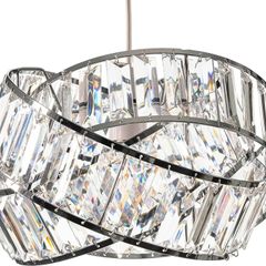 Modern Chrome Light Shade with Clear Acrylic Crystals 19cm x 29cm, Lampshades for Ceiling Lights, Interwoven Rings Pendant Light Shade, Lamp Shades for Bedroom, Living Room, Kitchen, Hallway