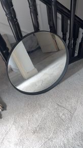 Round Black Metal Frame Mirror (50cm) Heavy Quality