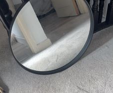 Round Black Metal Frame Mirror (50cm) Heavy Quality