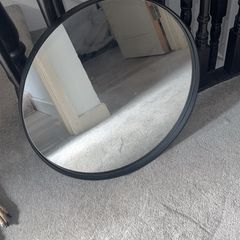 Round Black Metal Frame Mirror (50cm) Heavy Quality