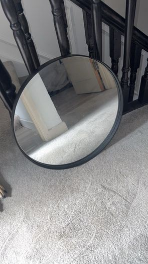 Round Black Metal Frame Mirror (50cm) Heavy Quality
