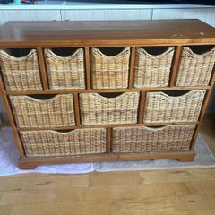 10 Drawer Wicker Basket Storage Unit