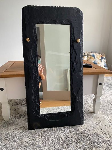 Handmade black slate mirror