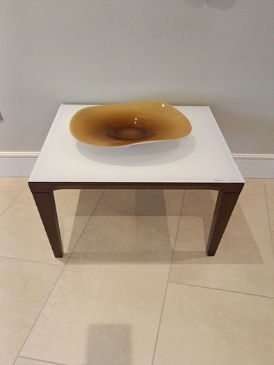 Side table by Calligaris 63cm sq x 55 h glass top
