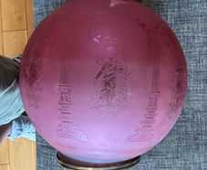 Victorian Manskenslampa Moonlight Etched Cranberry Hanging Ceiling Light Shade