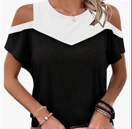 Black and White cold shoulder top