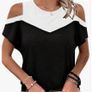 Black and White cold shoulder top Image 4