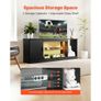 TV Stand for TVs up to 1651 mm, Modern Entertainment Center with Light Strip, Wooden TV Cabinet Storage with Glass Shelf and Adjustable Shelves, Console Table for Living Room and Bedroom, Black Image 3