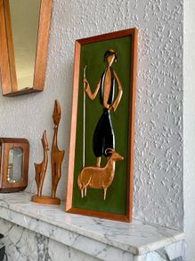 Superb Mid Century Modern Framed Decorative Wall Art in Cold Painted Copper