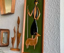 Superb Mid Century Modern Framed Decorative Wall Art in Cold Painted Copper