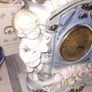 Porcelain Mantel Clock with Two Cherubs and Two Doves on top, and floral accents, Postage Available Image 6