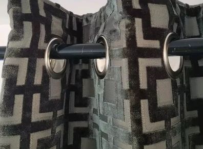 Next Luxe Collection Square Cut Velvet Green Eyelet Curtains