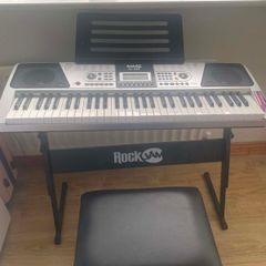 Rock Jam keyboard with a stand and a stool