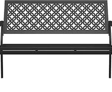 Garden Bench, Outdoor Bench with 2-3 Seater, Rust Resistant, Stamped Pattern, Choice of Colours, Suitable for Indoor, Outdoor, Patio, Park (Black)