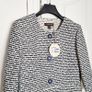 Marie Mero White Navy Textured Cropped Jacket 10UK/38EU Image 3