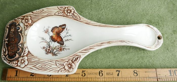 Vintage Treasure Craft , California Butterfly Spoon Rest 10 inch Long
