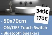 LED Bathroom Mirror 50x70cm Speakers Antifog