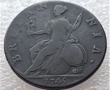 Britanniar  1745  George  Ll   Half Penny