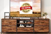 TV Stand Cabinet, TV Unit with 5 Drawers, 140 cm, Brown TV Console Table with Storage Organizers, Entertainment Center with Open Shelf for Living Room, Bedroom