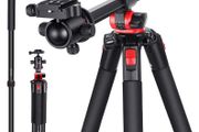 72.4-Inch Aluminum Camera Tripod Monopod with 360-Degree Rotatable Center Column and Ball Head, Quick Shoe Plate, Bag for DSLR Camera, Video Camcorder, Travel, and Work, Load Up to 33 Pounds