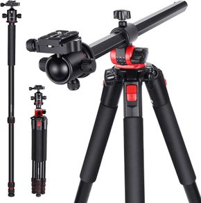 72.4-Inch Aluminum Camera Tripod Monopod with 360-Degree Rotatable Center Column and Ball Head, Quick Shoe Plate, Bag for DSLR Camera, Video Camcorder, Travel, and Work, Load Up to 33 Pounds
