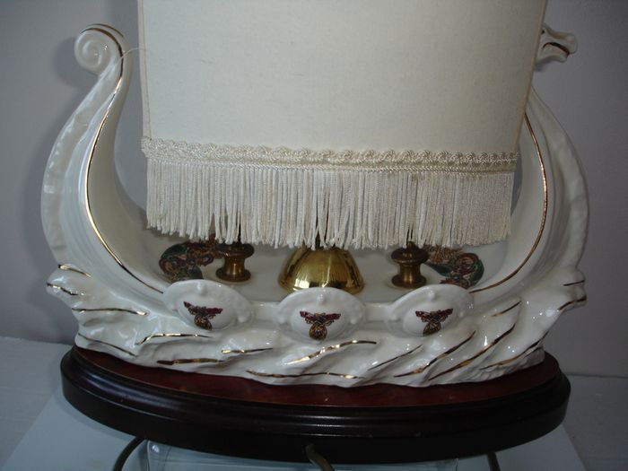 CRE Irish Porcelain Hand Made Viking Ship Table Lamp in Galway