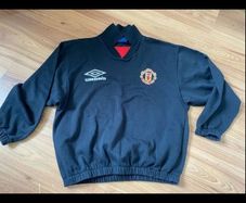 Vintage Man Utd 1992/93 Umbro Drilltop Sweatshirt Black/Medium