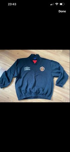 Vintage Man Utd 1992/93 Umbro Drilltop Sweatshirt Black/Medium