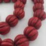 Antique African Red Melon Shape Big Glass Beads Necklace Strand Image 3