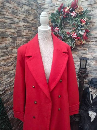 Red Double breasted overcoat uk20