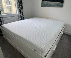 IKEA BRIMNES Super King Bed ANNELAND Mattress 4 20kg Storage Drawers 300 Euro