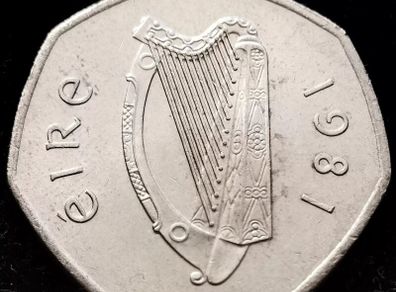 [#45] - Ireland 1981 | 50p | Fifty Pence | Woodcock | KM.24 | High Grade