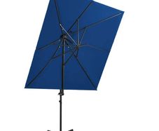 Cantilever Umbrella with Double Top Azure Blue 250x250 cm