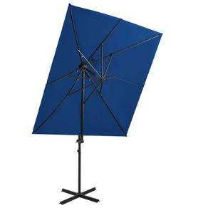 Cantilever Umbrella with Double Top Azure Blue 250x250 cm
